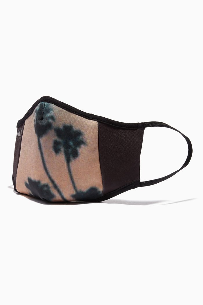

Graphic Print Face Mask in Interlock Fabric, Green