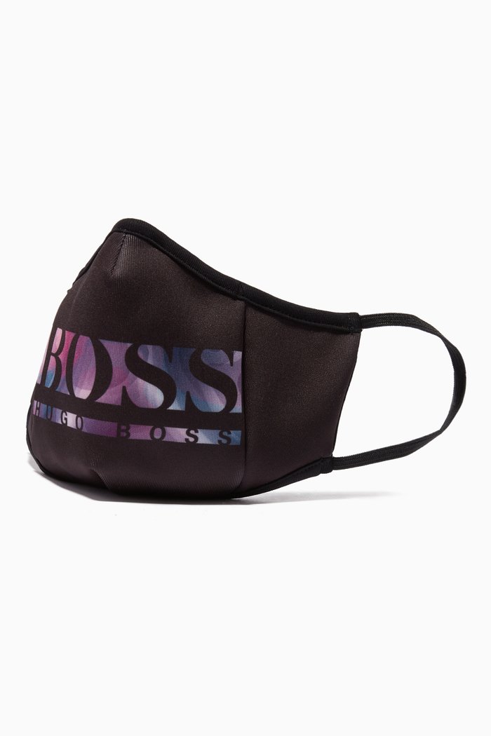 

Graphic Print Face Mask in Interlock Fabric, Blue