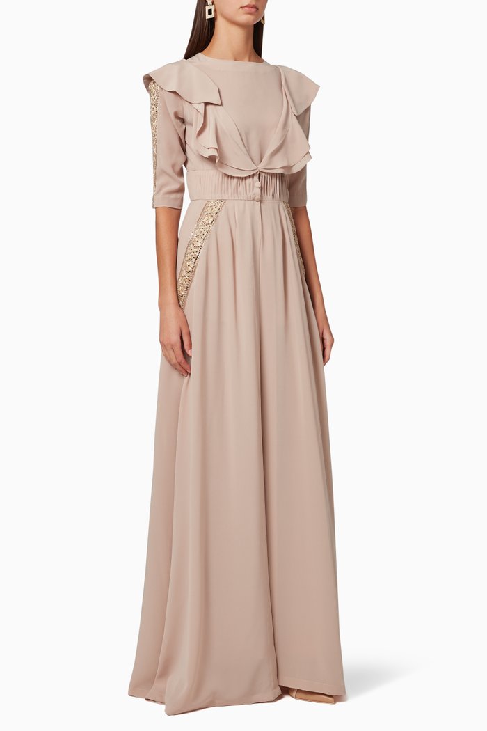 

Zinnia Embroidered Maxi Dress, Neutral