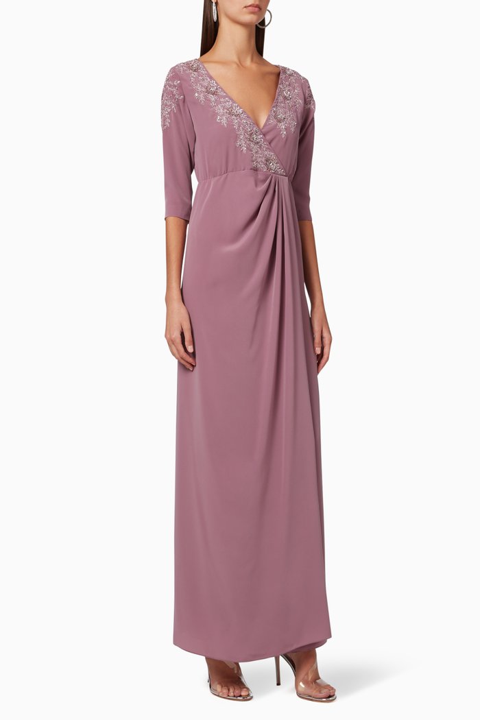 

Alyssa Embroidered Wrap Dress, Purple