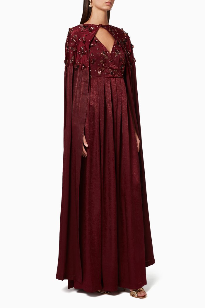 

Mirabelle Cape & Dress Set, Burgundy