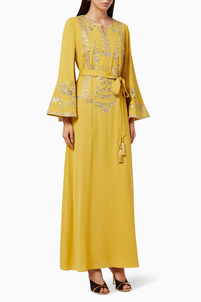 

Mirror Embellished Kaftan, Yellow