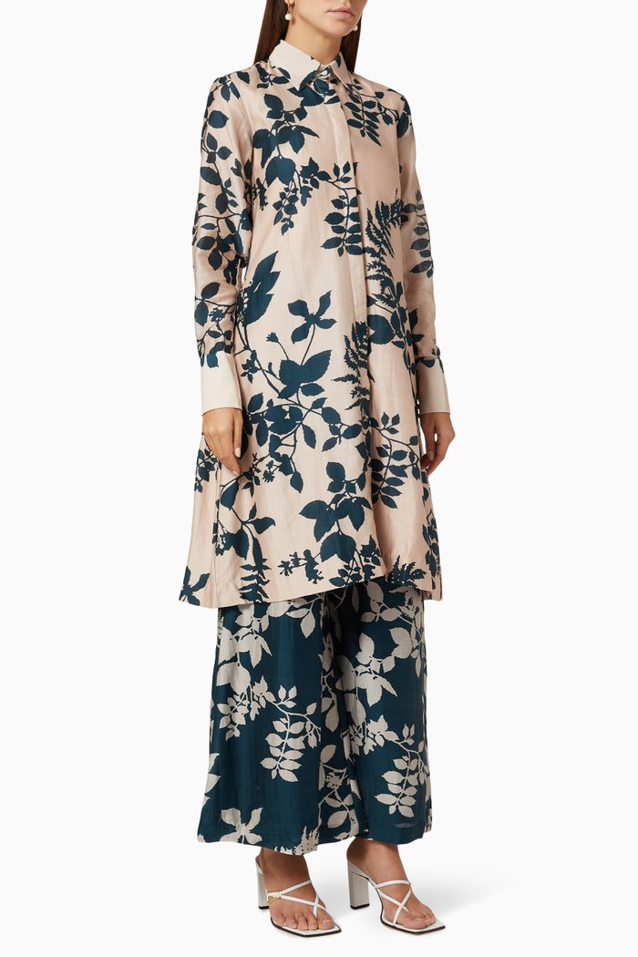 

Floral Chanderi Silk Set, Multicolour