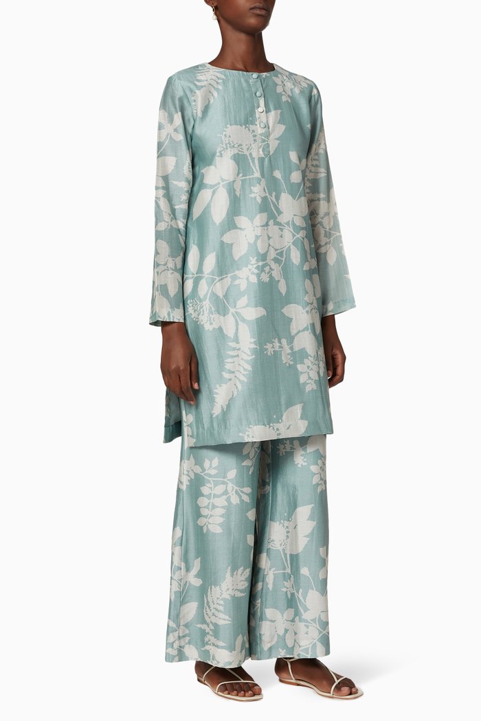 

Floral Top and Bottom Set, Blue