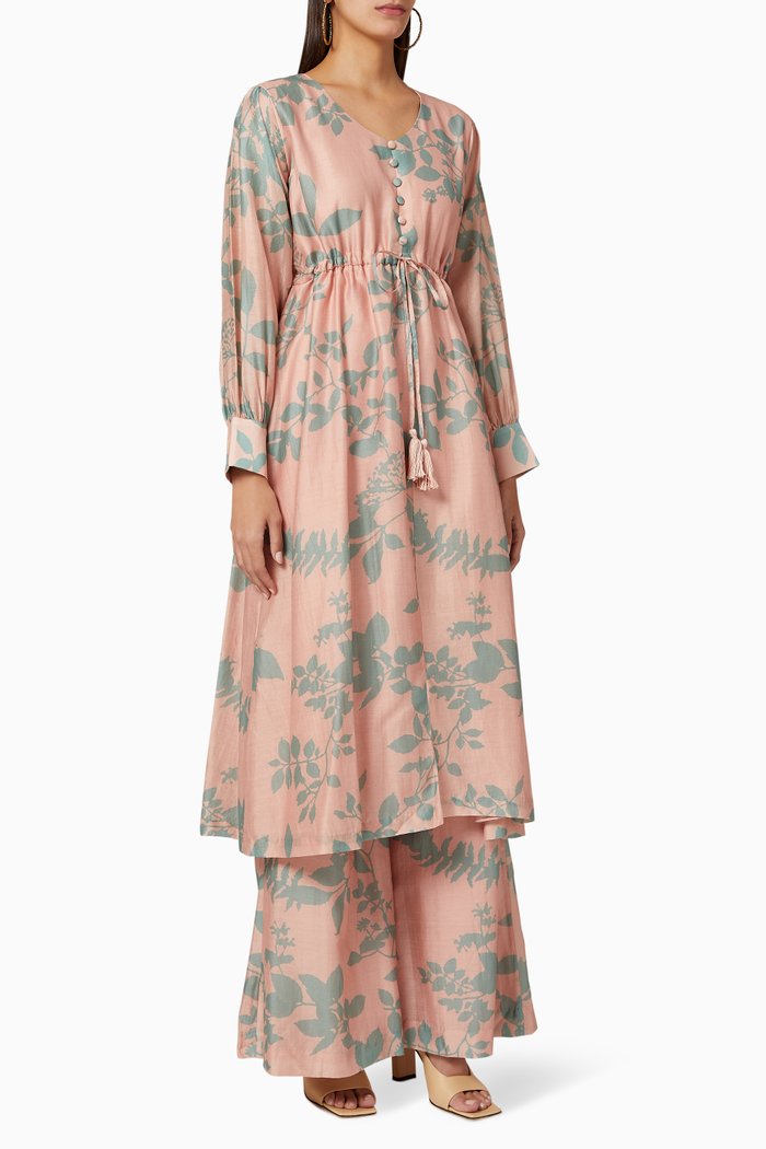 

Floral Chanderi Silk Set, Neutral