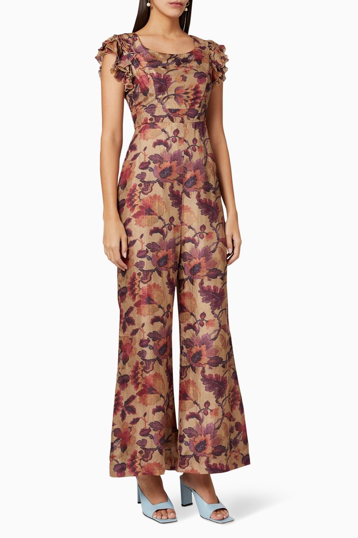 

Dabu Floral Silk Jumpsuit, Multicolour