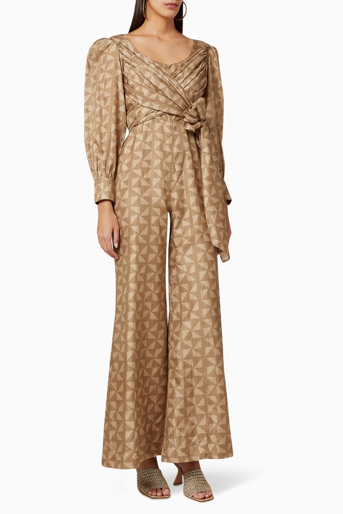 

Diamond Silk Wrap Jumpsuit, Multicolour