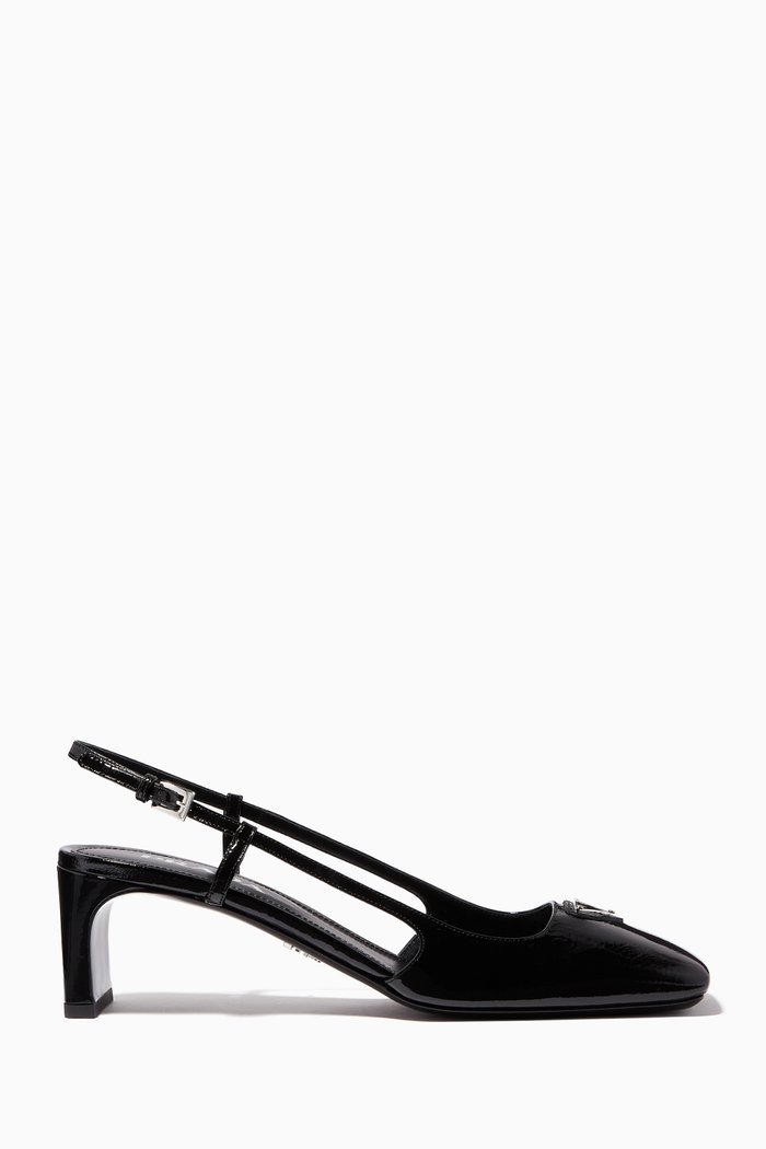 

Triangle Logo 55 Slingback Pumps in Naplak Leather, Black