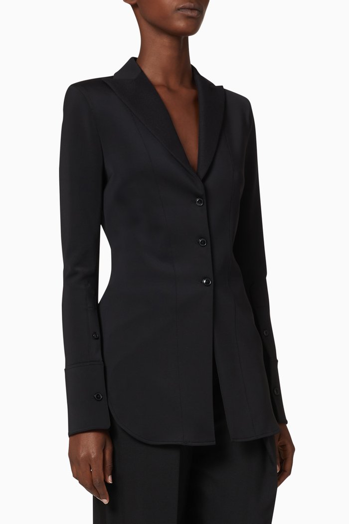 

Fitted Neoprene Shirt Jacket, Black
