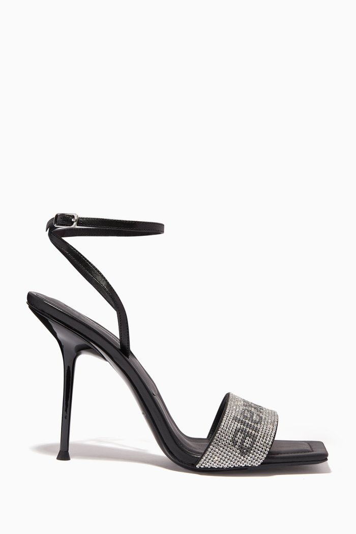 

Julie 105 Crystal Logo Sandals in Leather, Black