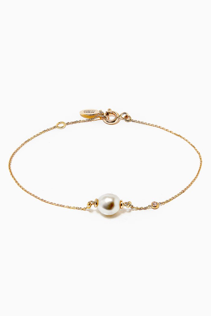 Links of Love My First Pearl Diamond Bracelet in 18kt Yellow Gold