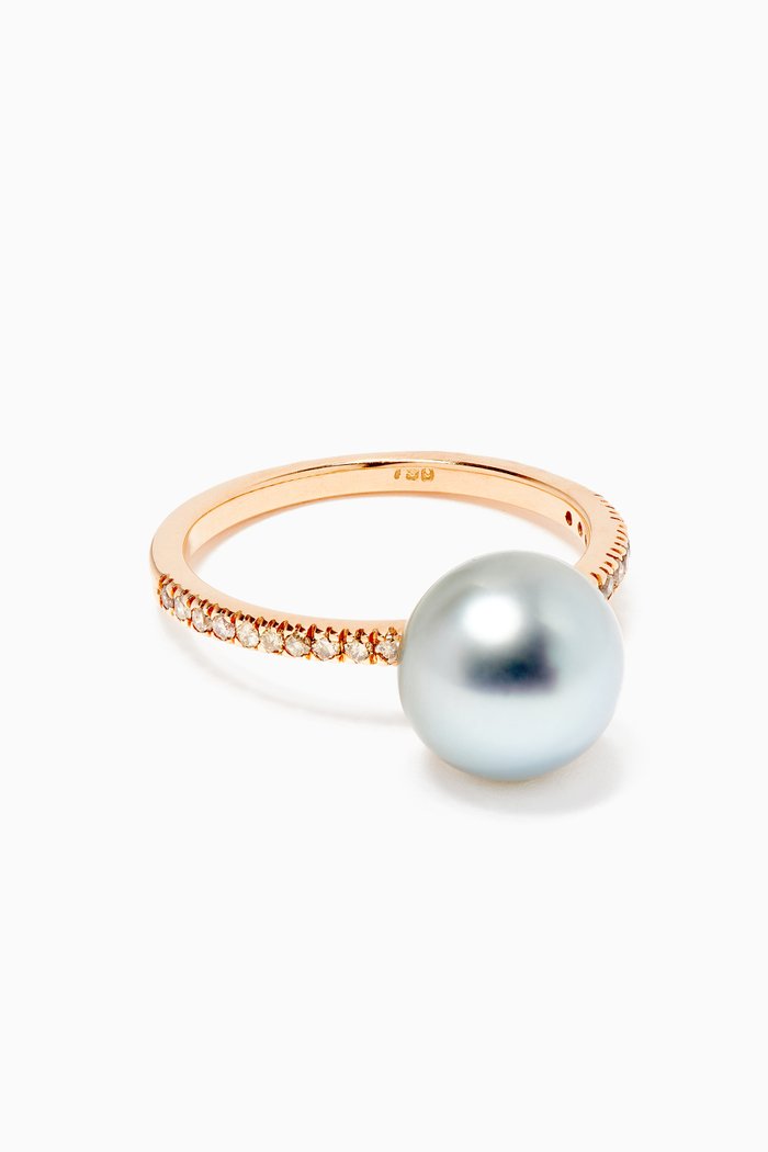

Zoja Pearl Meteore Diamond Ring in 18kt Rose Gold