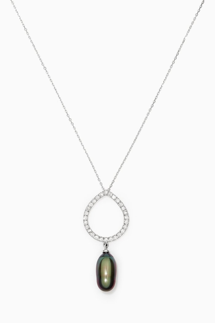 

Zoja Pearl Diamond Amulette Pendant in 18kt White Gold, Silver