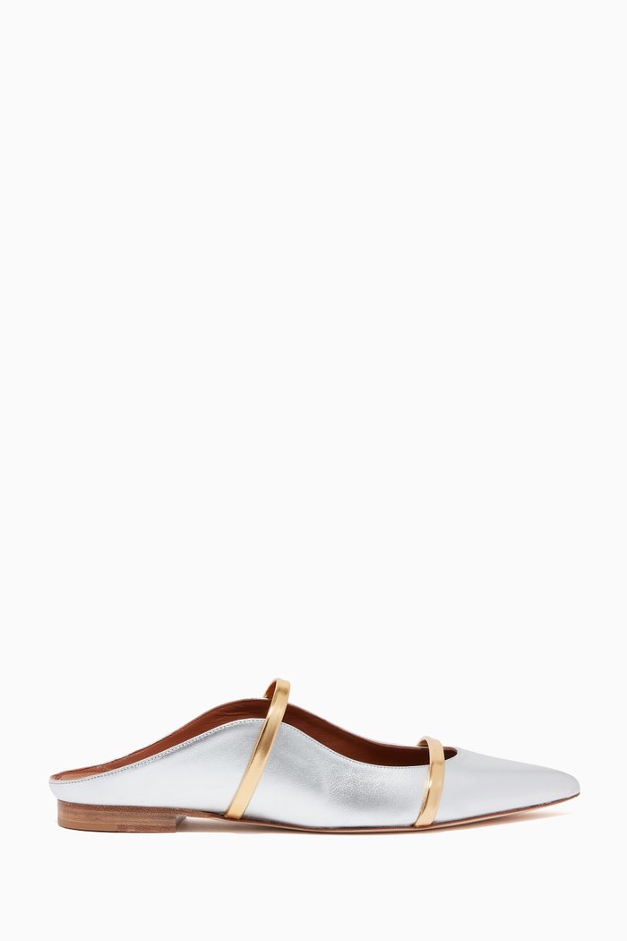

Maureen Flat Mules in Metallic Nappa, Silver
