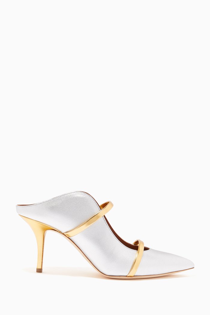 

Maureen 70 Mules in Metallic Nappa, Silver