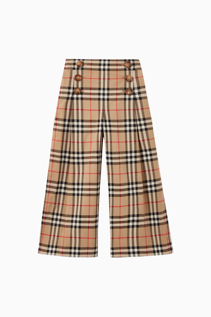 

Vintage Check Cotton Sailor Trousers, Neutral