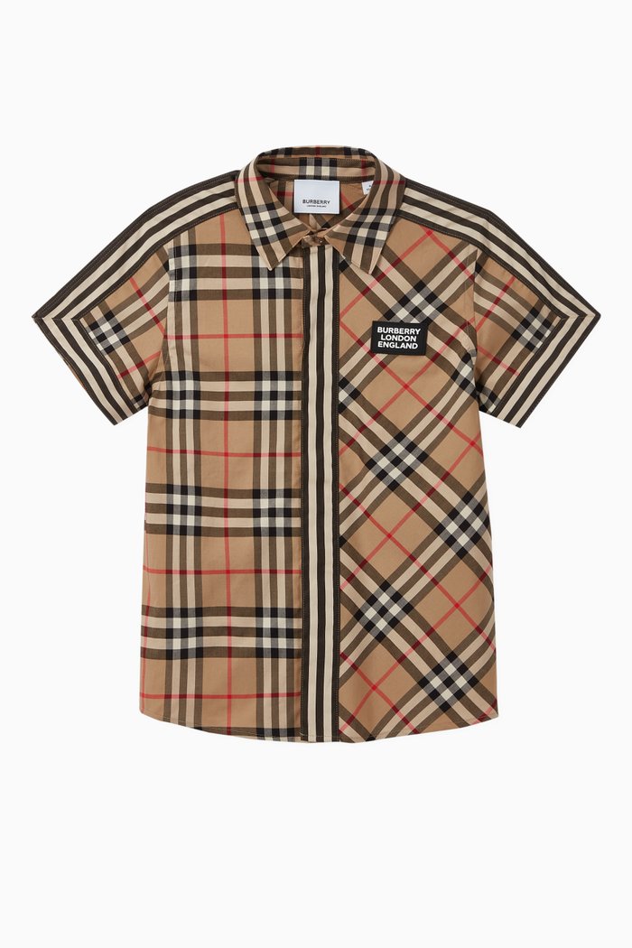 

Vintage Check Patchwork Cotton Shirt, Neutral