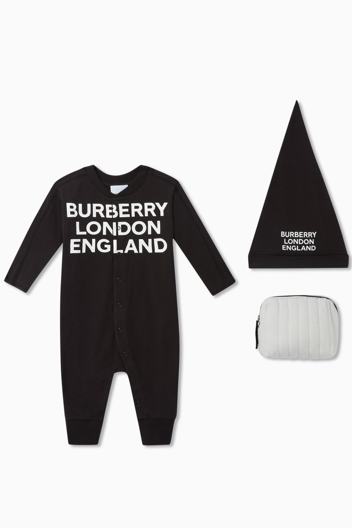 

Logo Print Stretch Cotton Baby Gift Set, Black