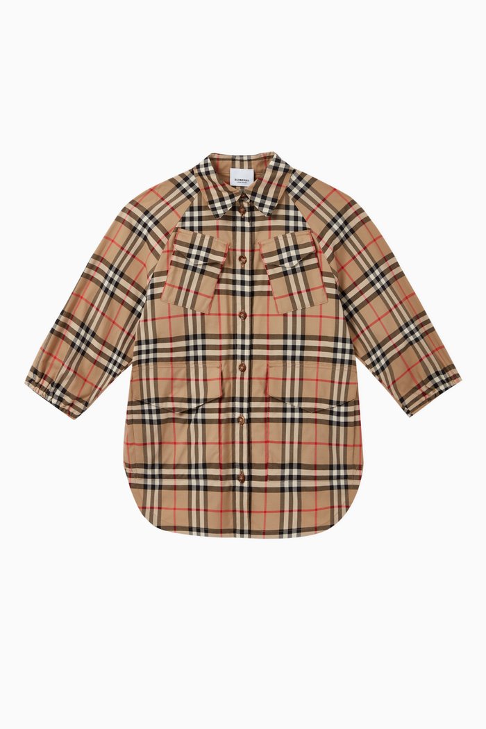 

Vintage Check Cotton Shirt Dress, Neutral