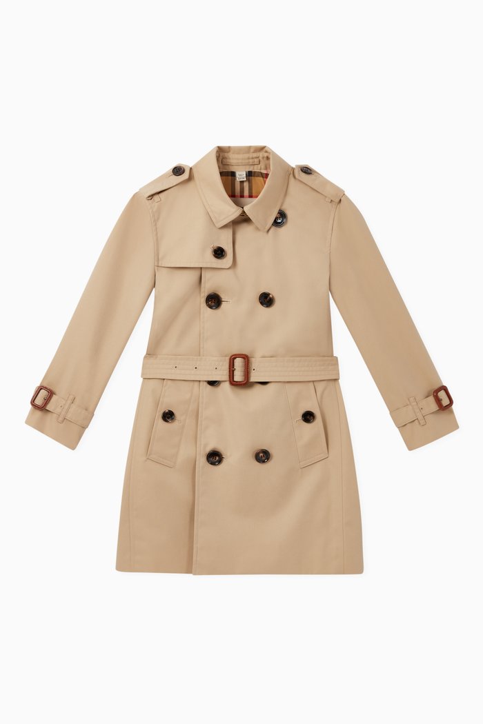 

Cotton Gabardine Trench Coat, Neutral
