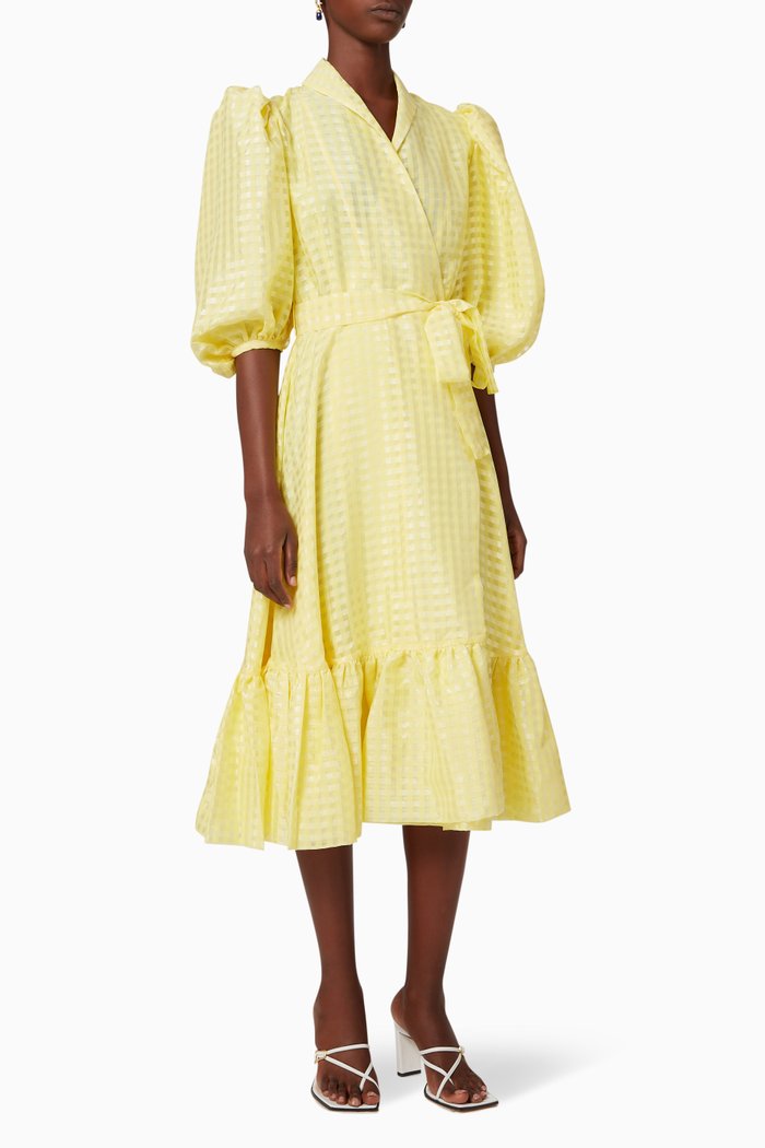 

Chinie Gingham Wrap Dress, Yellow