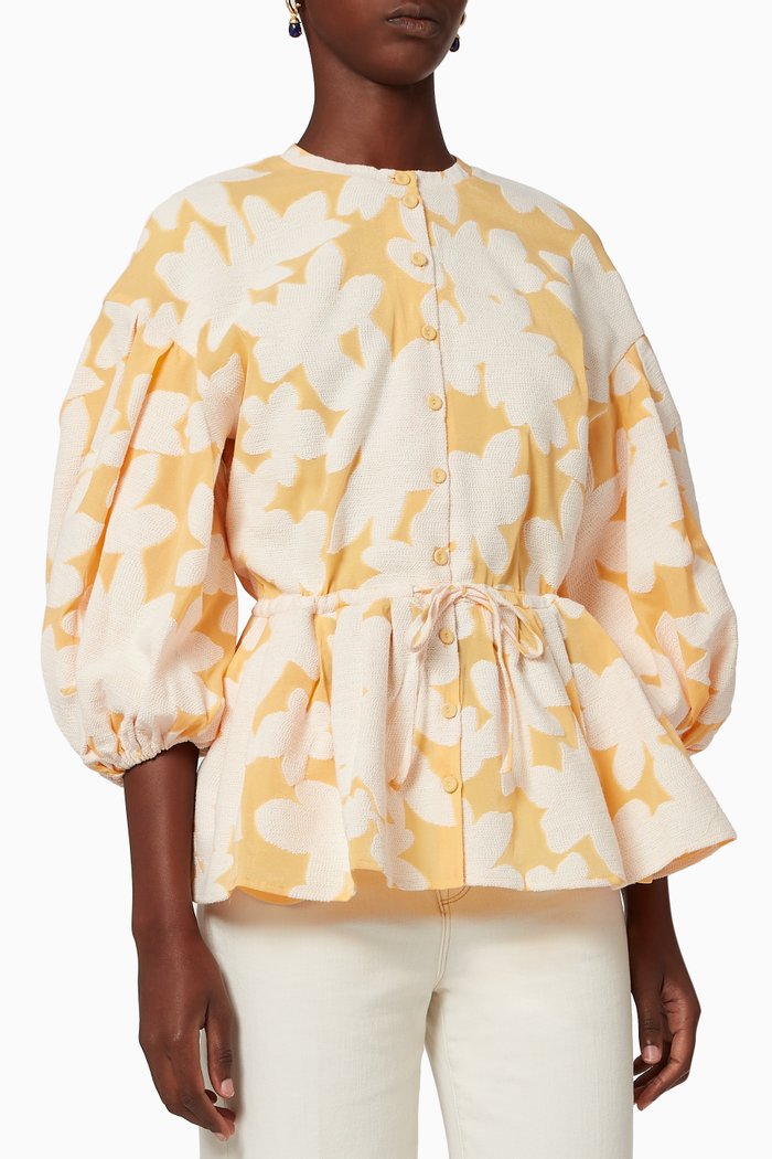 

Ferrah Flora Peplum Top, Orange