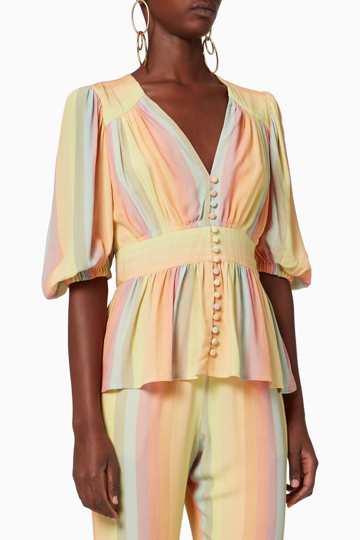 

Gil Rainbow Peplum Top, Orange