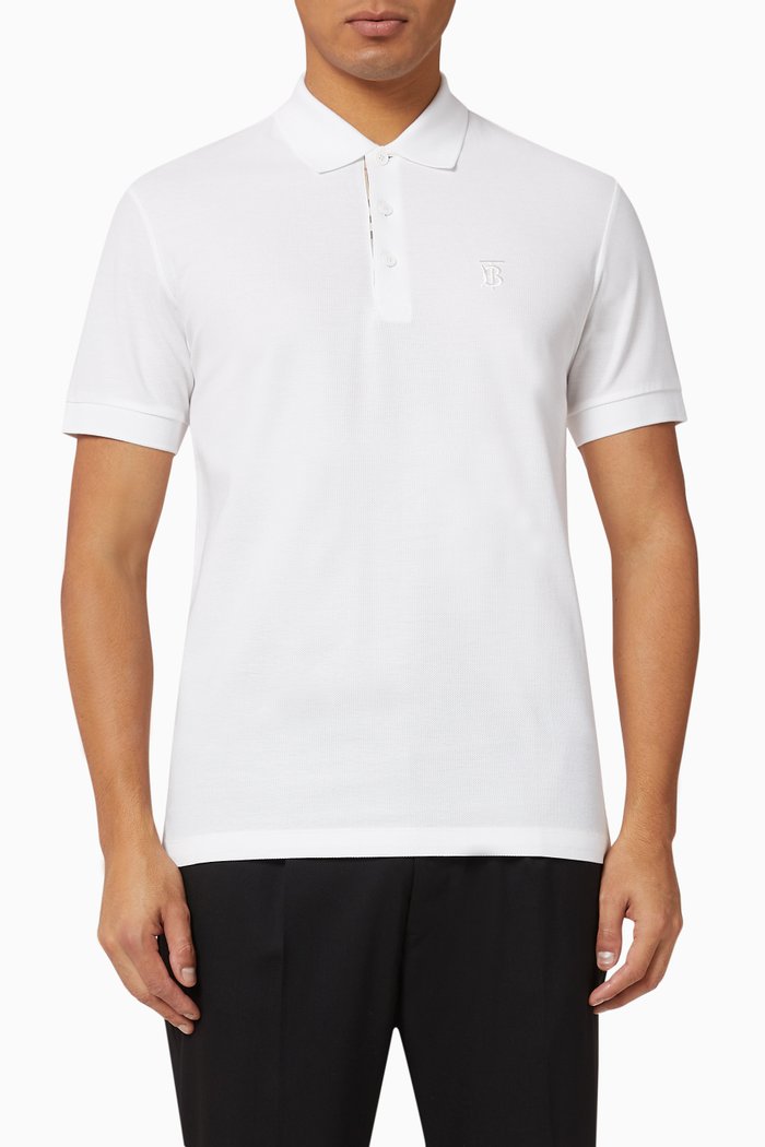 

Monogram Motif Cotton Piqué Polo Shirt, White