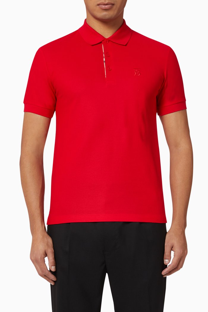 

Monogram Motif Cotton Piqué Polo Shirt, Red