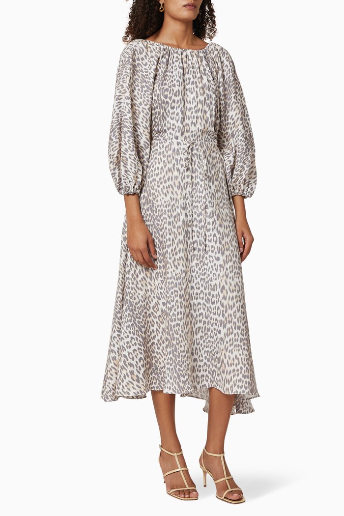 

Ocelot Linen Midi Dress, White