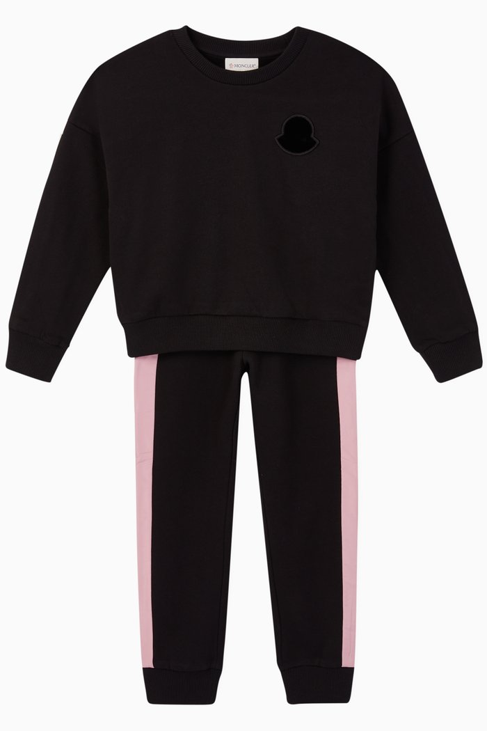 

Banded Cotton Fleece Tracksuit, Black