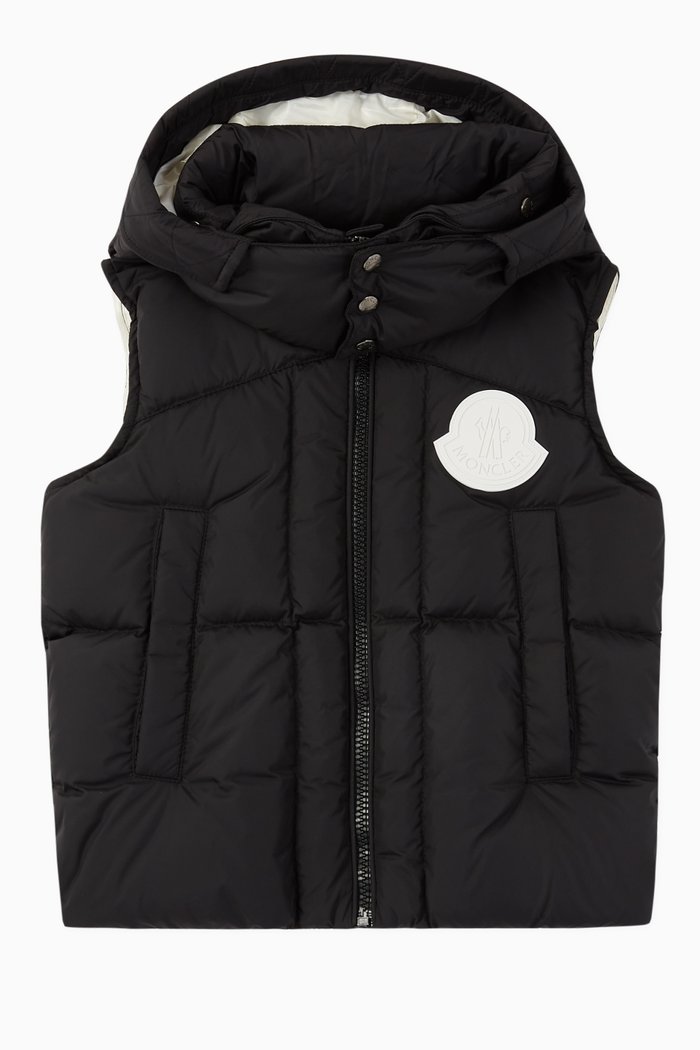 

Logo Down Hooded Gilet, Black