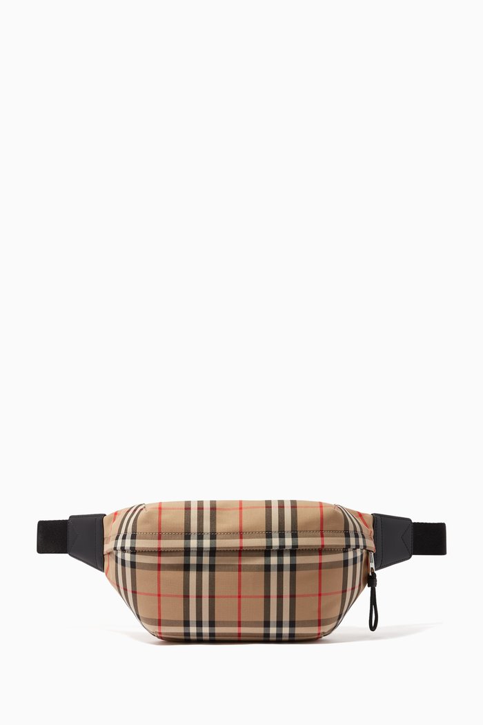 

Medium Bum Bag in Vintage Check & Leather, Neutral