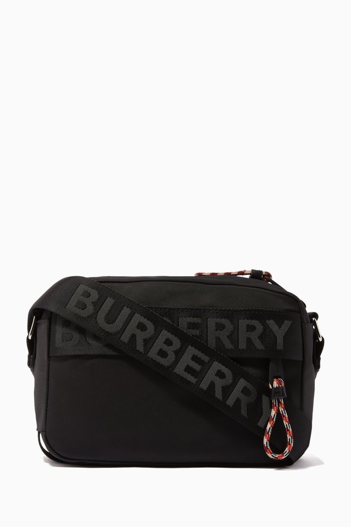 

Crossbody Bag in Logo Lettering Nylon, Black