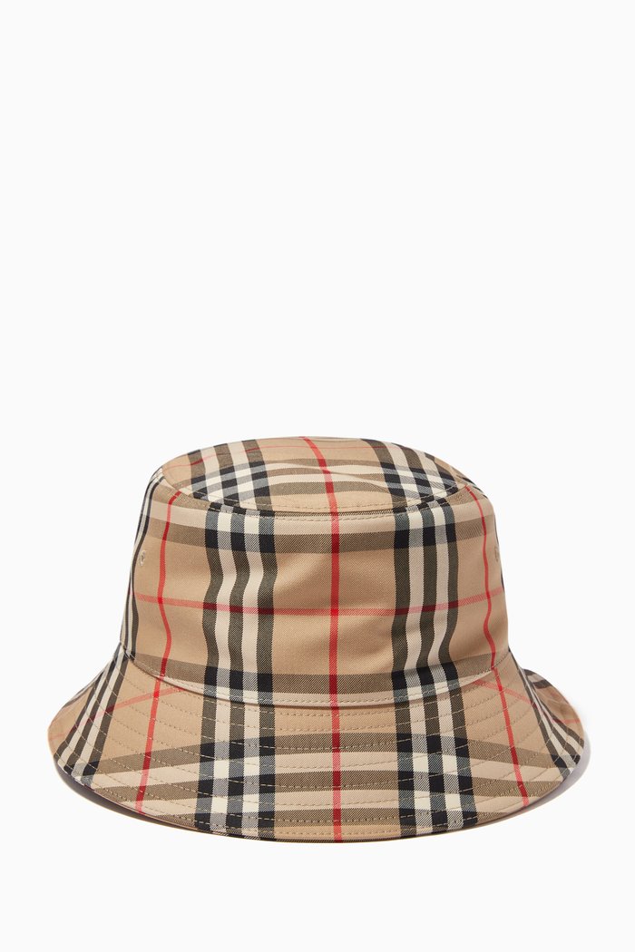 

Bucket Hat in Vintage Check Cotton Blend, Neutral