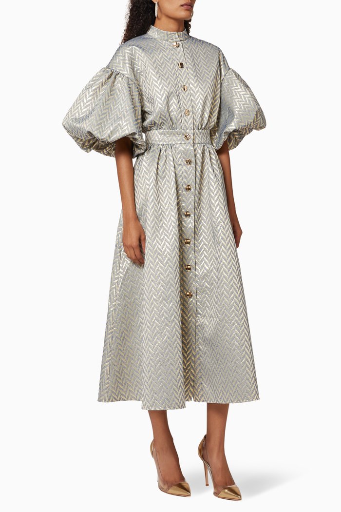 

Puff Sleeve Dress, Blue