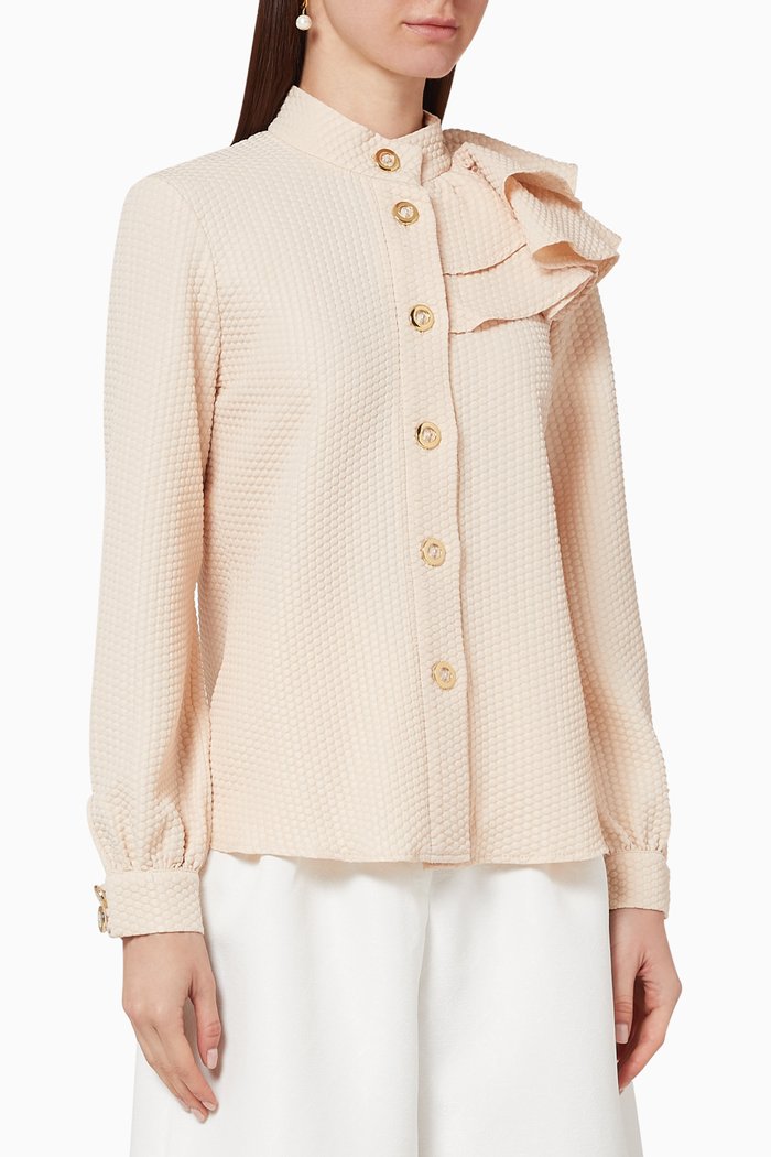 

Textured Frill Blouse, Neutral