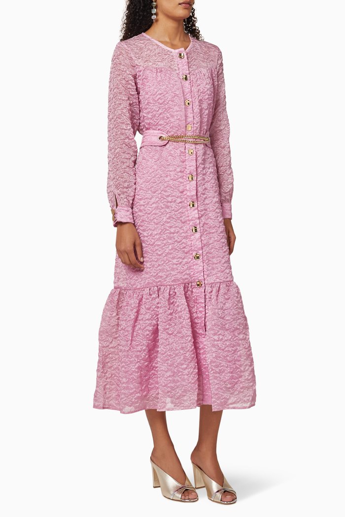 

Frill Belted Dress, Pink