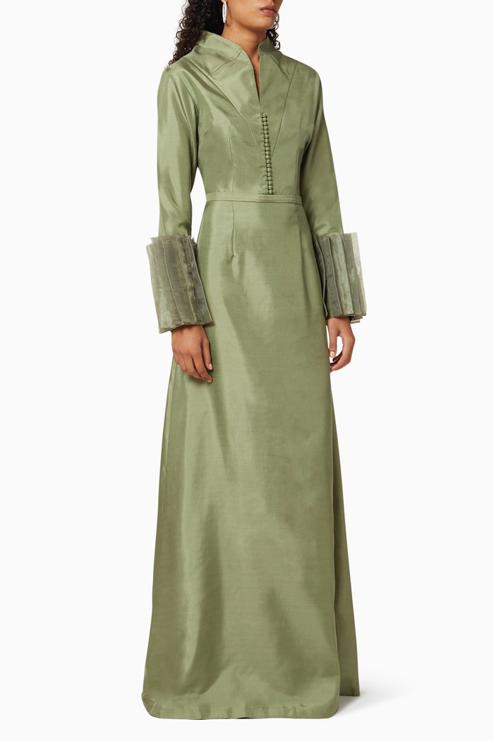 

Pleated Cuff Maxi Dress, Grey