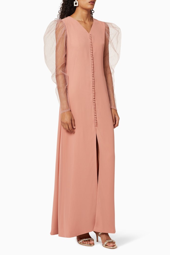 

Tulle Sleeves Maxi Dress, Pink