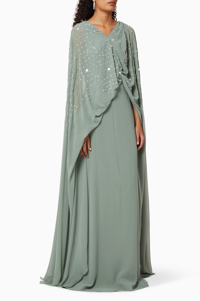 

Pearl & Sequin Embellished Dress, Green