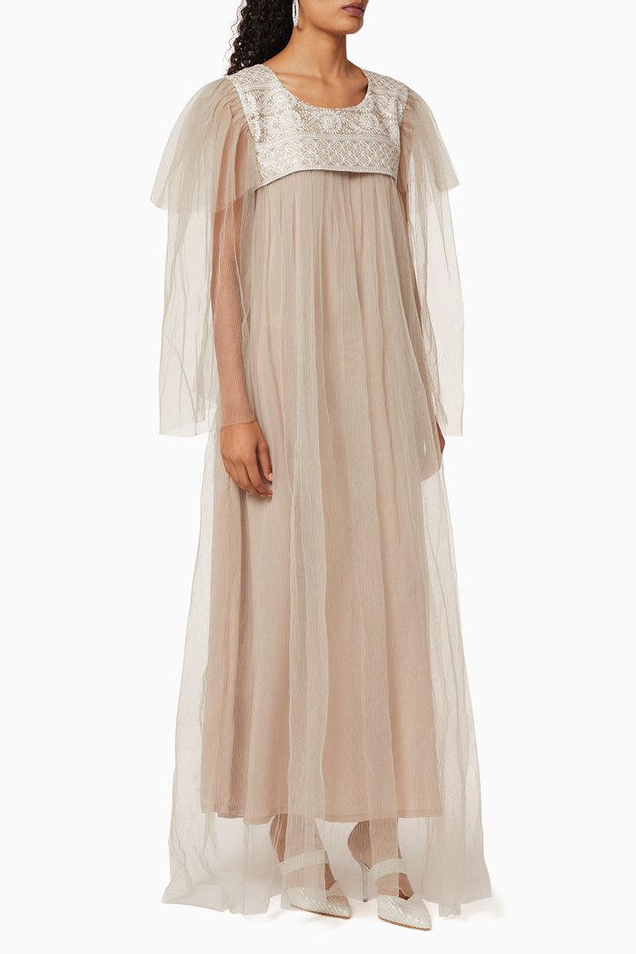 

Tulle Overlay Maxi Dress, Pink
