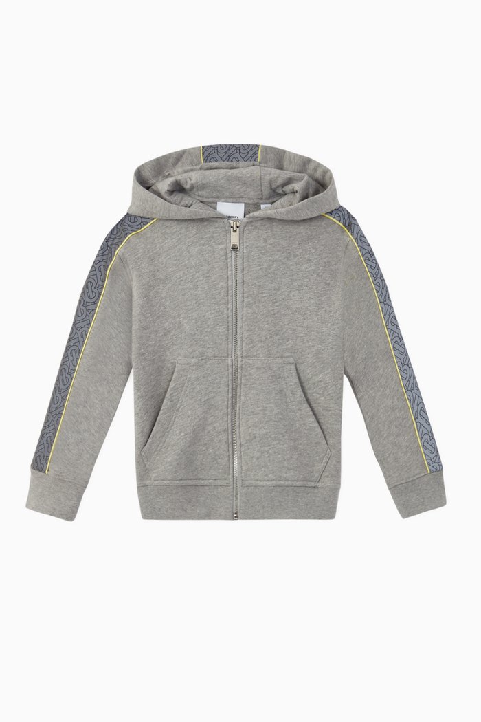

Monogram Motif Cotton Hoodie, Grey