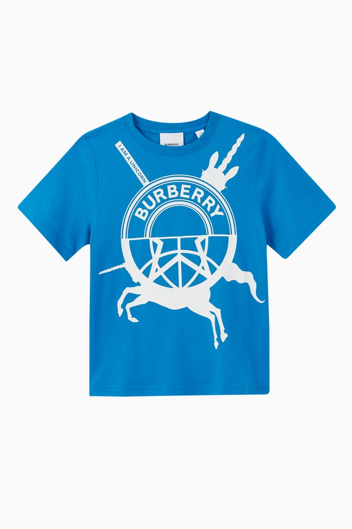

Logo Graphic & Unicorn Cotton T-Shirt, Blue