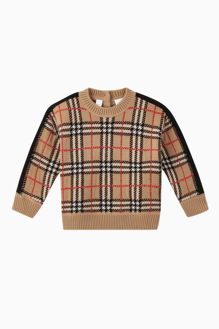 

Vintage Check Merino Wool Sweater, Neutral