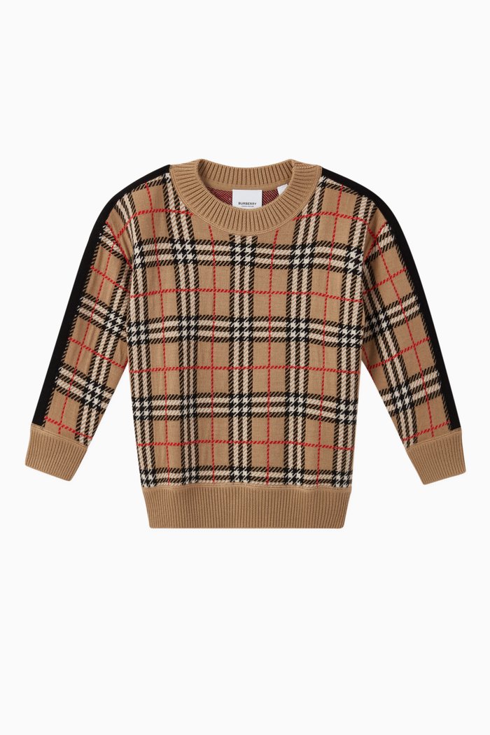 

Vintage Check Merino Wool Sweater, Neutral