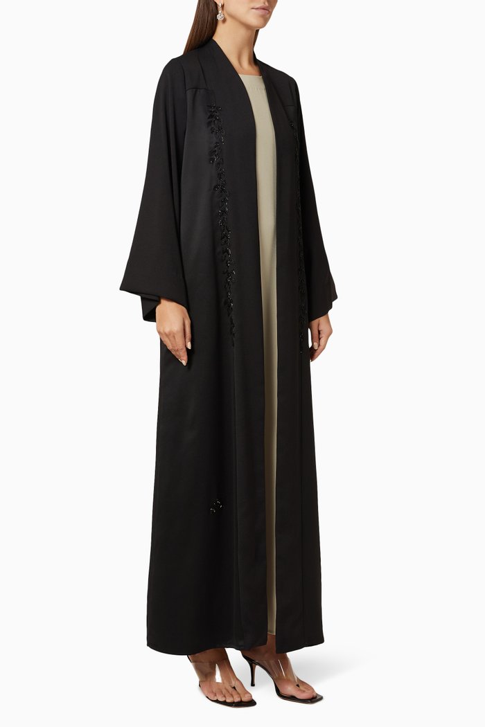 

Bead Embellished Abaya Set, Black