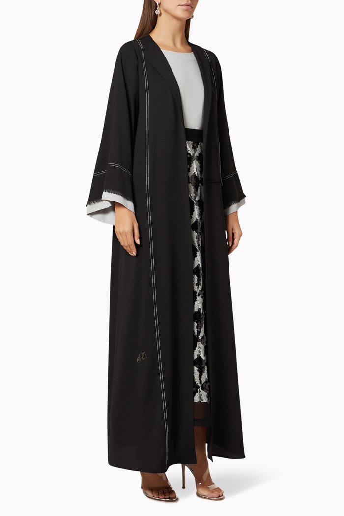 

Embellished Top & Skirt Abaya Set, Black