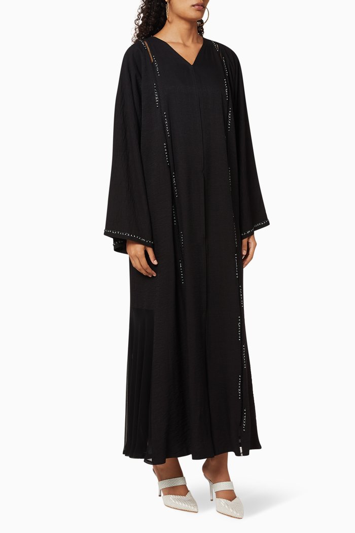 Embellished Crepe Abaya, Black