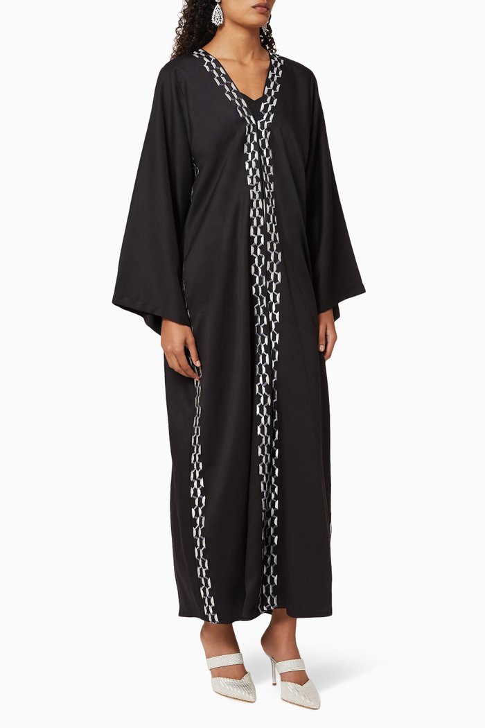 

Embroidered Crepe Abaya, Black